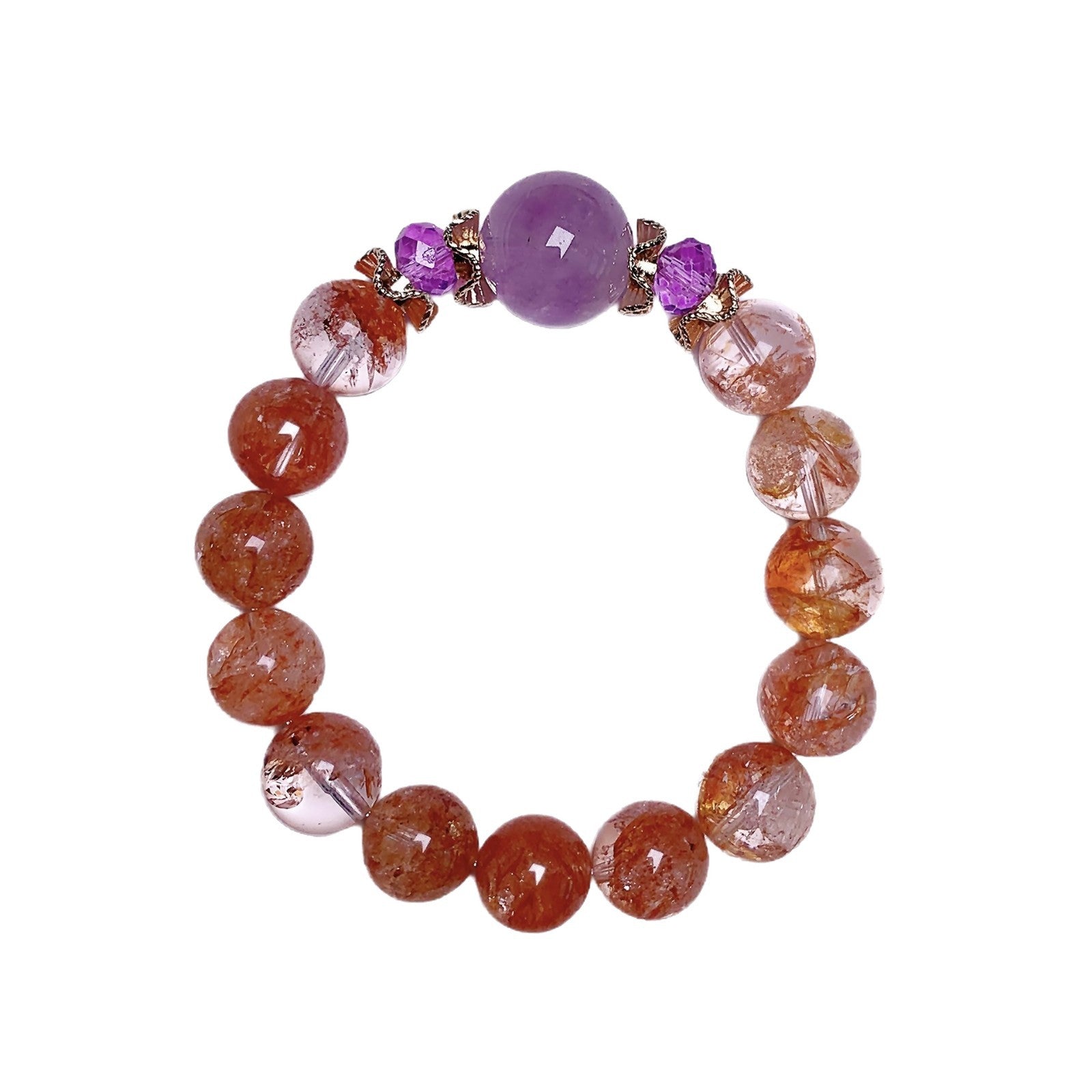 Red Gum Flower Crystal Beaded Bracelet Hand Jewelry Light Luxury Niche Exquisite Wealth-Attracting Bracelet Elegant Internet Celebrity Crystal Bracelet