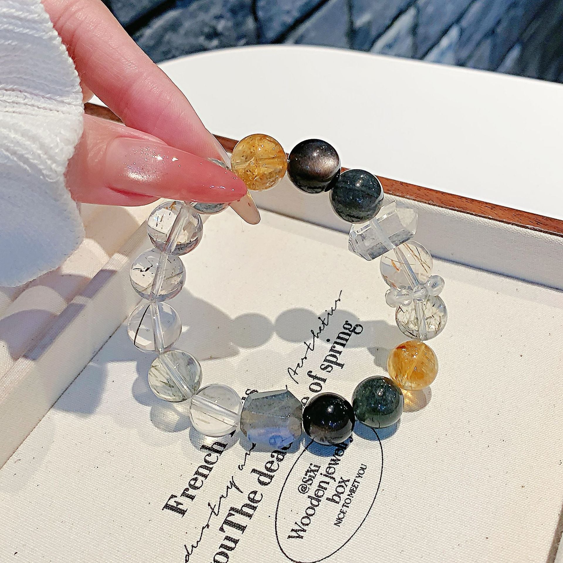 Natural Crystal Hot-Selling Hand Jewelry Exclusive for cross-border Gray Moonlight Crystal Bracelet Original diy White Crystal Jewelry Strand