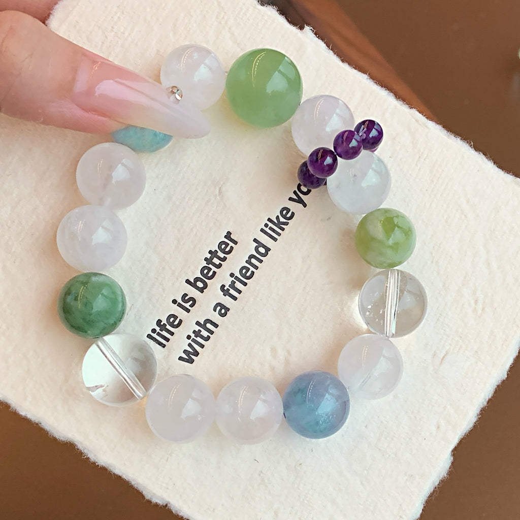 Natural White Phantom White Crystal Bracelet Designer Niche Running Ring Sugar Cube Big Mimi White Crystal Bracelet Crystal Beads