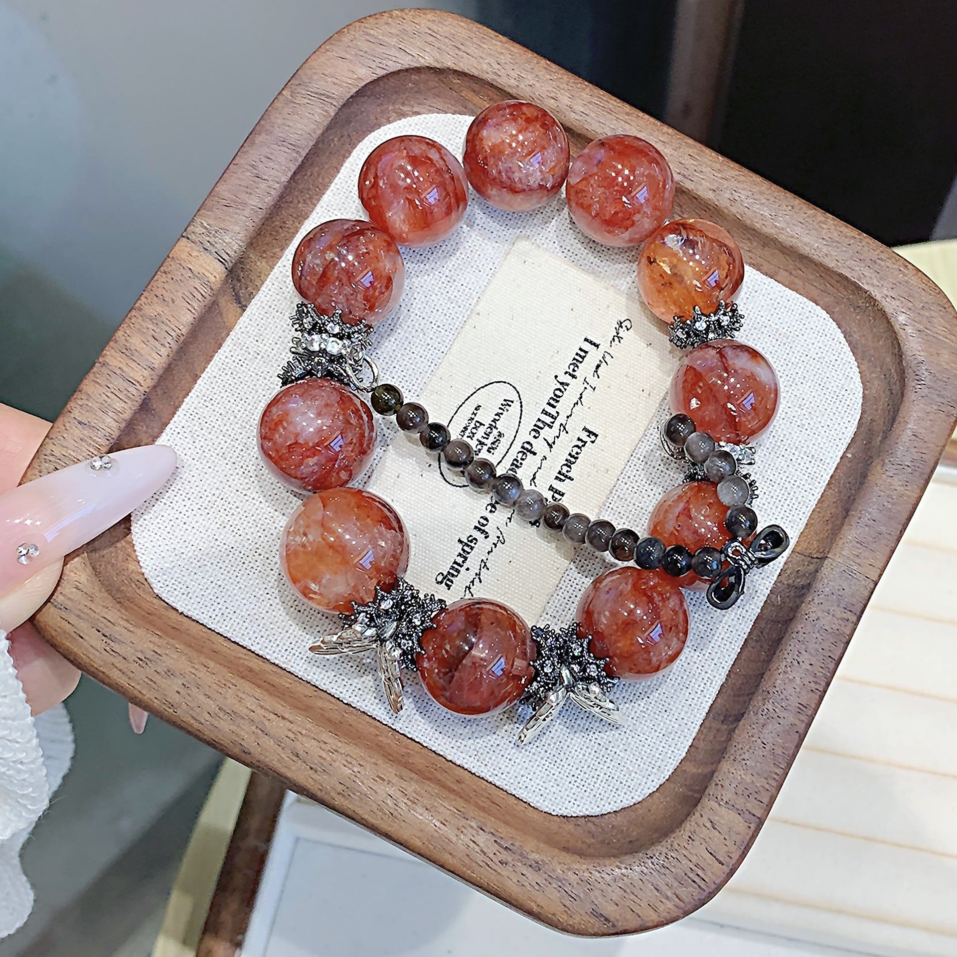 Natural Red Gum Flower Crystal Bracelet Butterfly Accessories Natural Crystal Hot-Selling Bracelet Jewelry Crystal Bracelet Jewelry