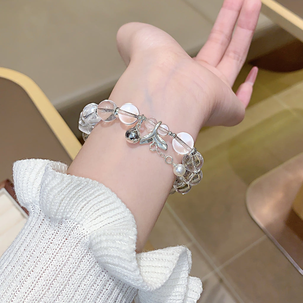 Natural Original White Crystal Bracelet Xiaohongshu Douyin Live Streaming Bracelet Source ins Light Luxury Internet Celebrity Style Bracelet