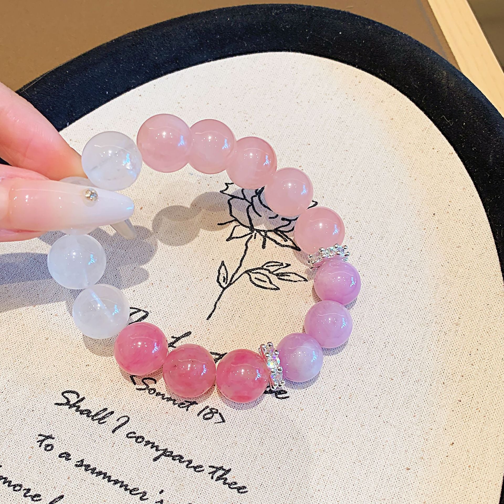 Manufacturer Natural Pink Crystal Bracelet Madagascar Pink Crystal Bracelet Lucky Peach Blossom Birthday Gift Bracelet