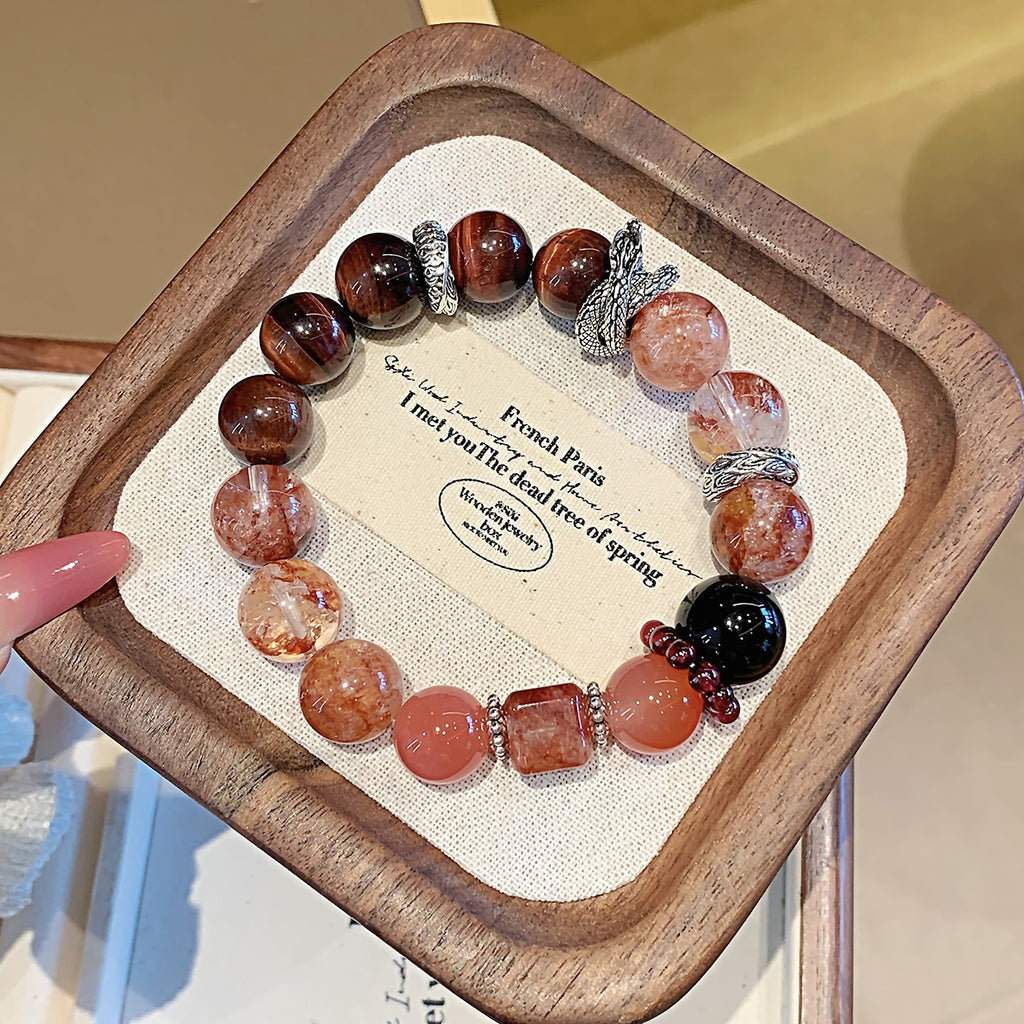 Red Tiger Eye Crystal Bracelet diy Luxury High-End Bracelet Natural Crystal Bracelet Hot-Selling Jewelry Crystal Bracelet