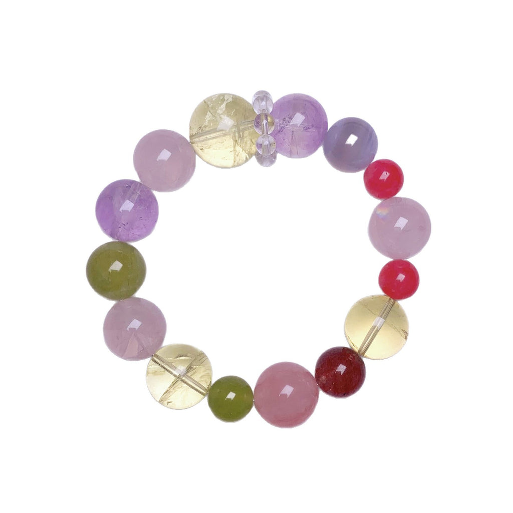 Pink Crystal Bracelet for Women Peach Blossom Crystal Jewelry Gift for Best Friend's Birthday Pink Quartz diy Bracelet