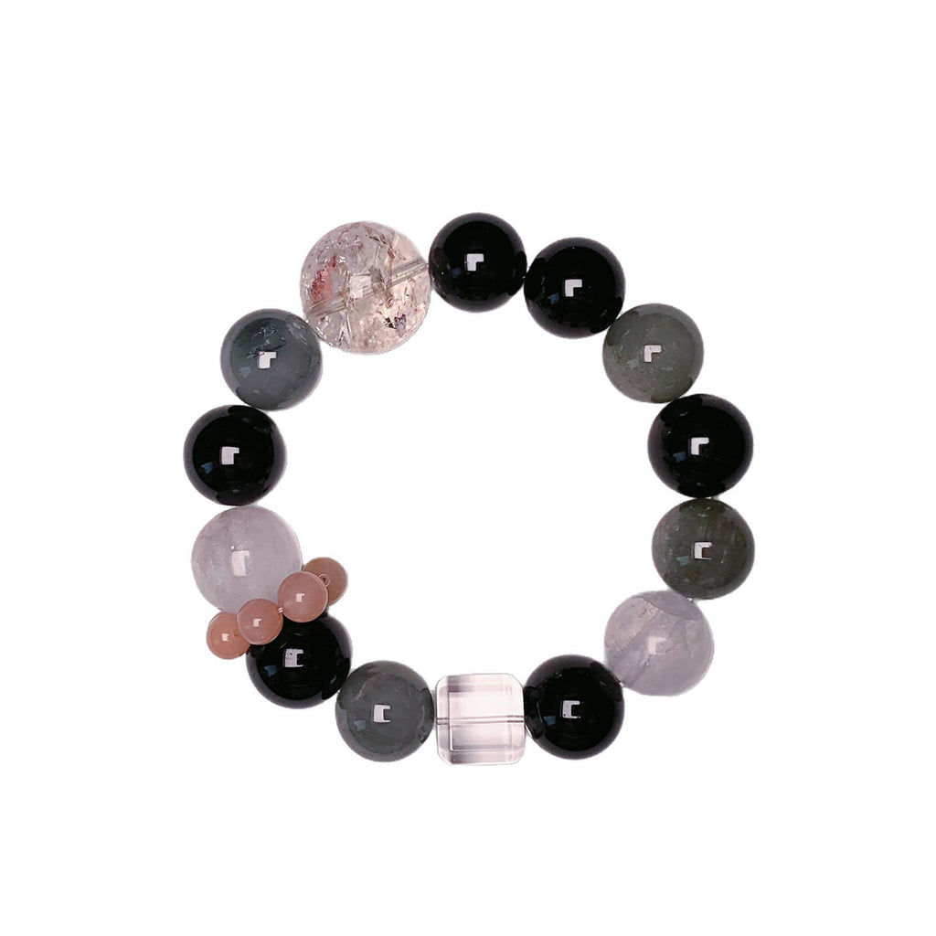 Natural Crystal Bracelet Gray rabbit fur paired with obsidian original design New Year gift Ketang Crystal Factory