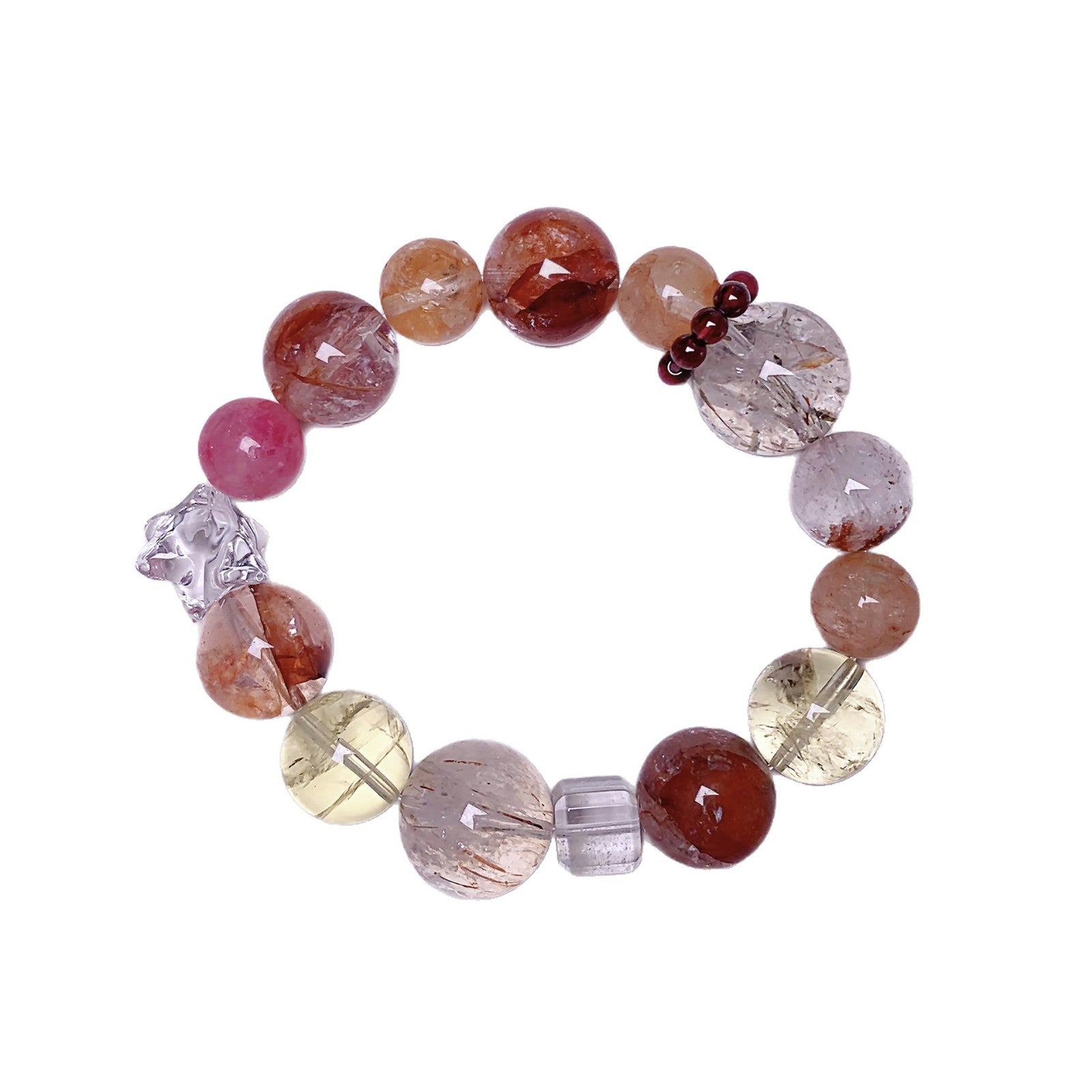 Natural Crystal Red Gum Flower Hand Jewelry Irregular Stone Zodiac Year Bracelet Original Design Red Gum Flower Crystal Bracelet