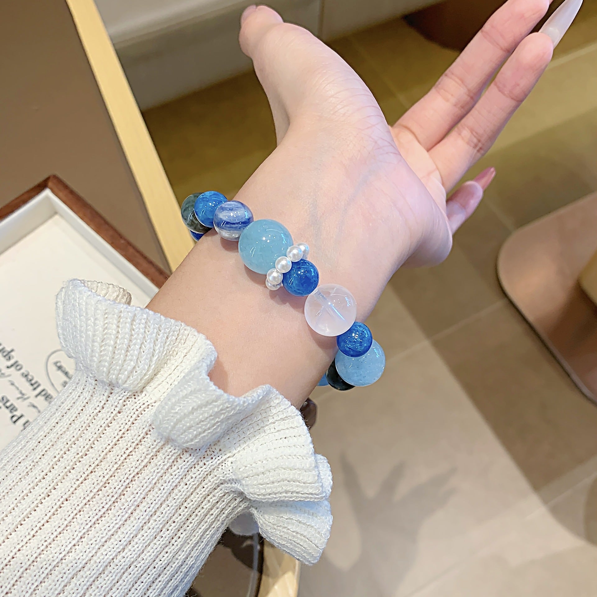 Natural Crystal Jewelry Bracelet Aquamarine Bracelet Jewelry diy Cross-border Hot-Selling Single Loop Bracelet Crystal Bracelet