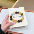 Natural Multi-Gem Bracelet White Phantom Horse Hoof Conch Yellow Tiger Eye Stone Yellow Agate Yellow Tiger Eye Stone Large Lacquer Bead Cream Style