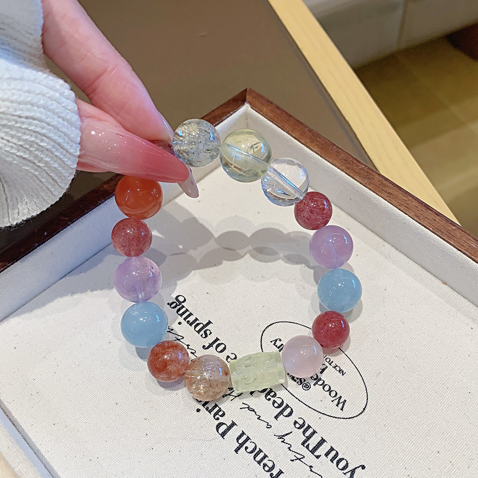 Natural Strawberry Quartz Jewelry Bracelet Original Niche Design Fashion diy Bracelet Natural Multi-Gemstone Crystal Bracelet