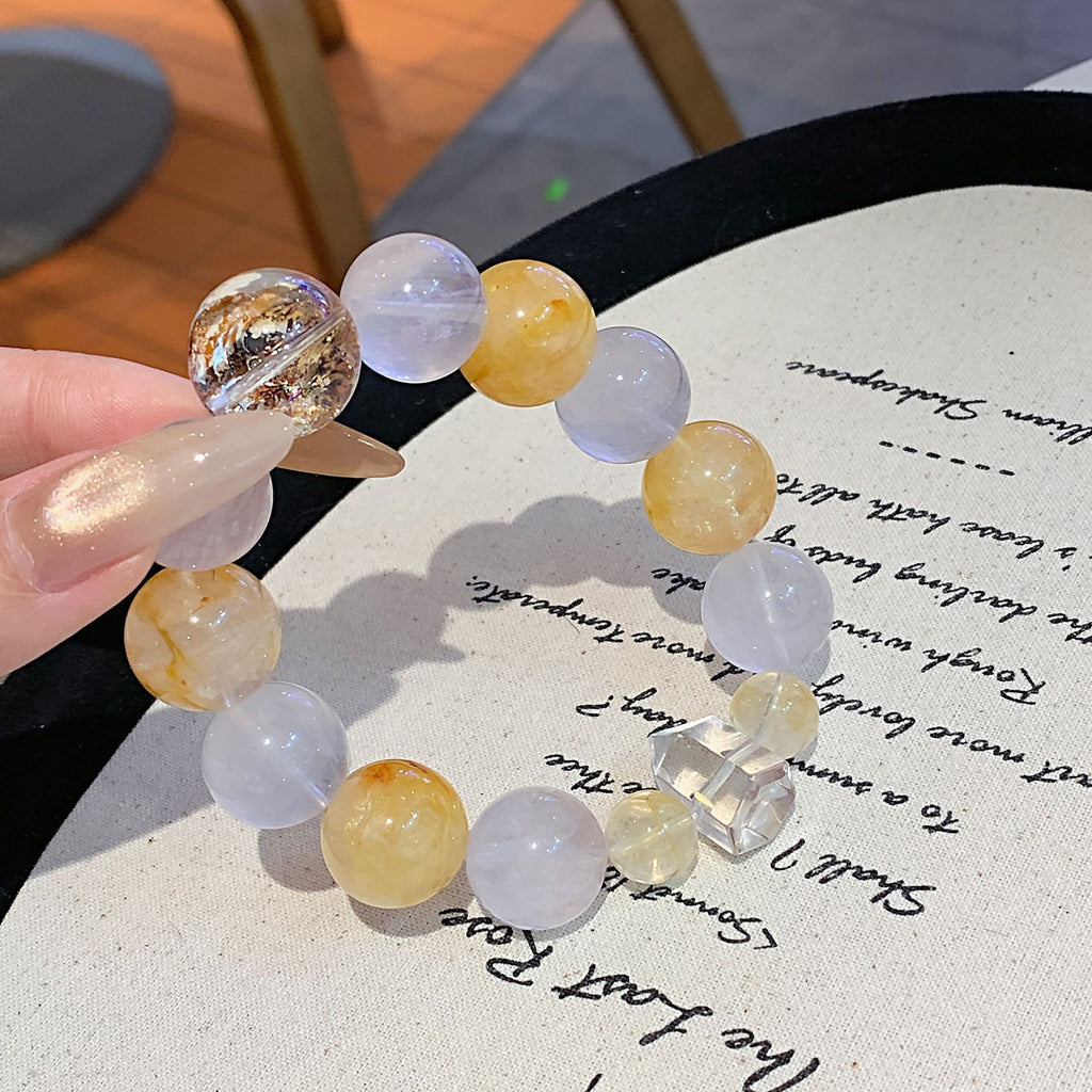 Natural Crystal Bracelet Jewelry Wholesale Original Design Crystal Bracelet with a Sense of Sophistication Yellow Gum Flower Bracelet Crystal