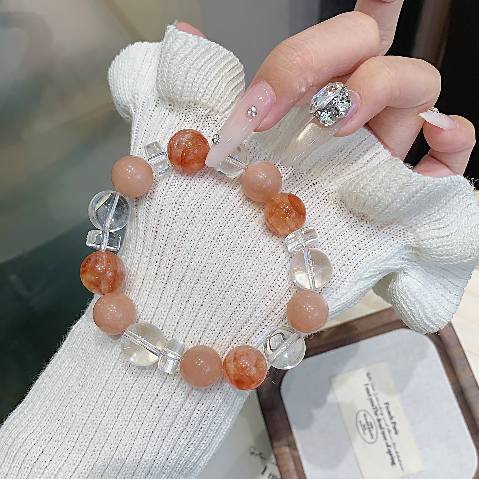Natural Orange Moonlight Bracelet diy Fortune-Enhancing Bracelet Jewelry Gift for Best Friend's Birthday Crystal Bracelet