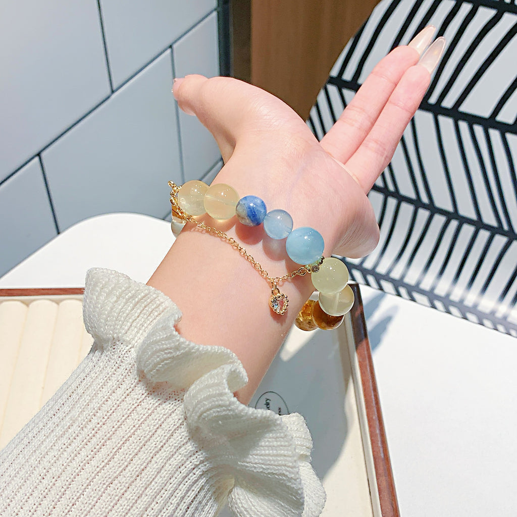 Natural Multi-Gem Series Aquamarine Crystal Bracelet Women's Fashionable High-End Crystal Bracelet Wholesale Bracelet Factory