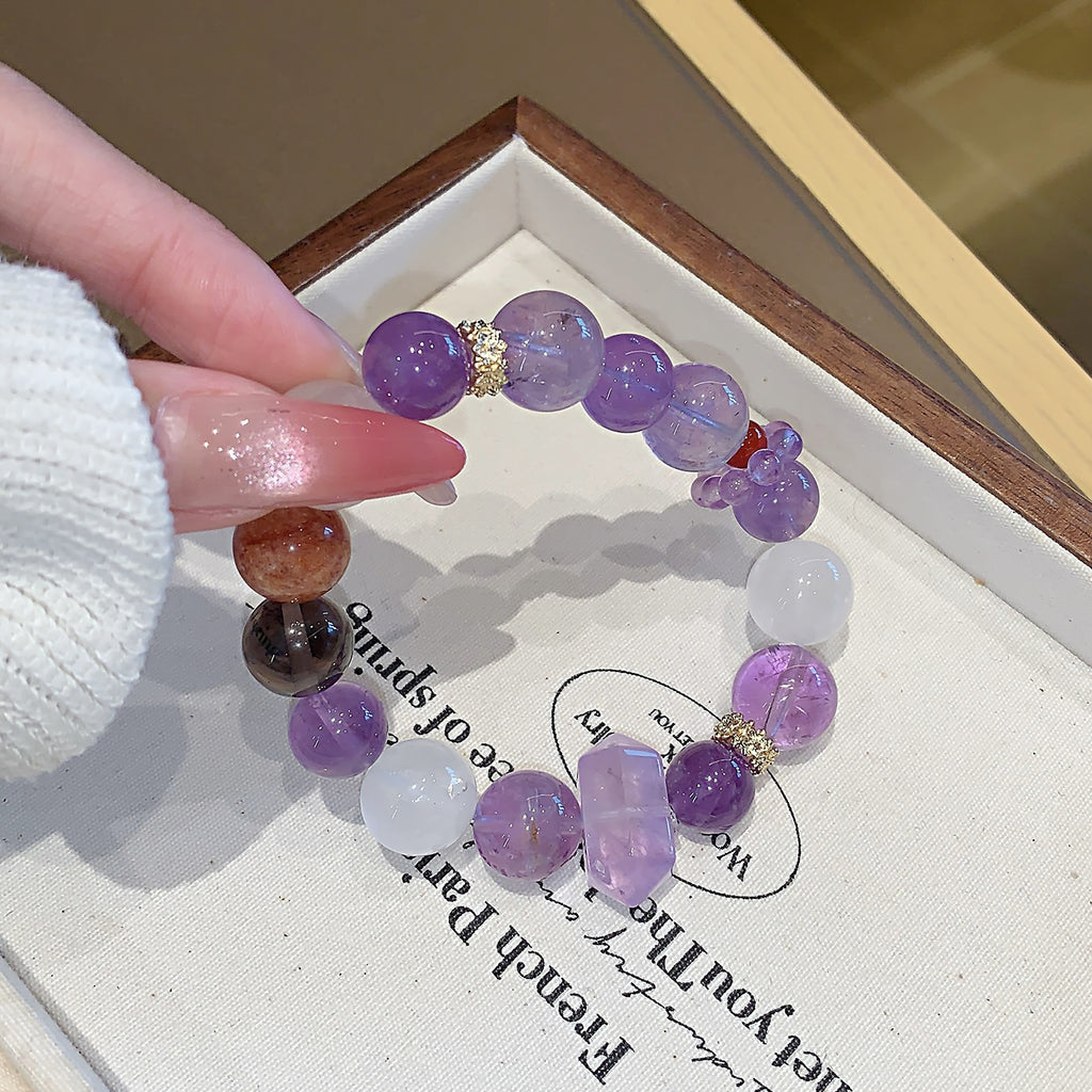 Natural Amethyst Bracelet for Women Good Luck Bracelet for Passing the Graduate Exam Dreamy Lavender Amethyst Bracelet Gift for Wealth Attraction