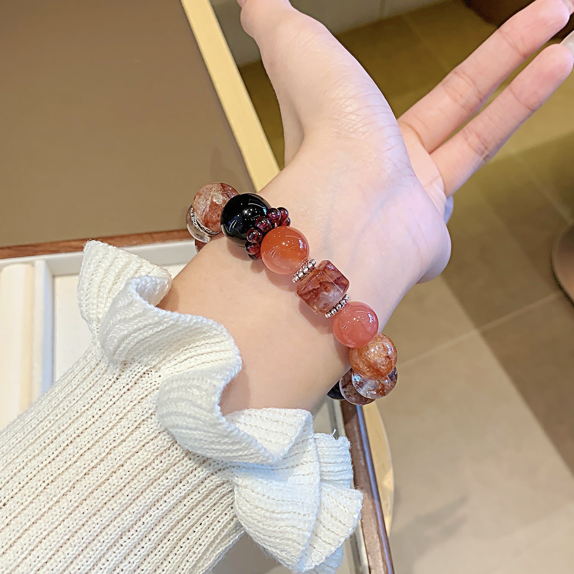 Red Tiger Eye Crystal Bracelet diy Luxury High-End Bracelet Natural Crystal Bracelet Hot-Selling Jewelry Crystal Bracelet