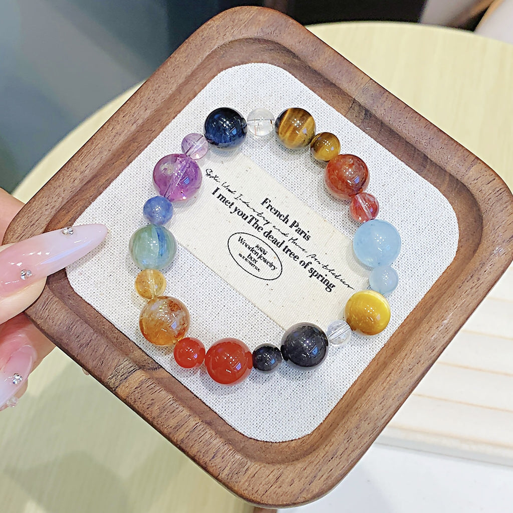 Yellow Pagoda Crystal Red Glue Flower Tiger Eye Stone Bracelet for Women Fortune Attracting Crystal Chain Crystal Bracelet diy Wholesale Bracelets