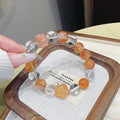 Natural Crystal Multi-Gemstone Bracelet Red Gum Flower with White Crystal Design Luxury High-End Bracelet Crystal Bracelet