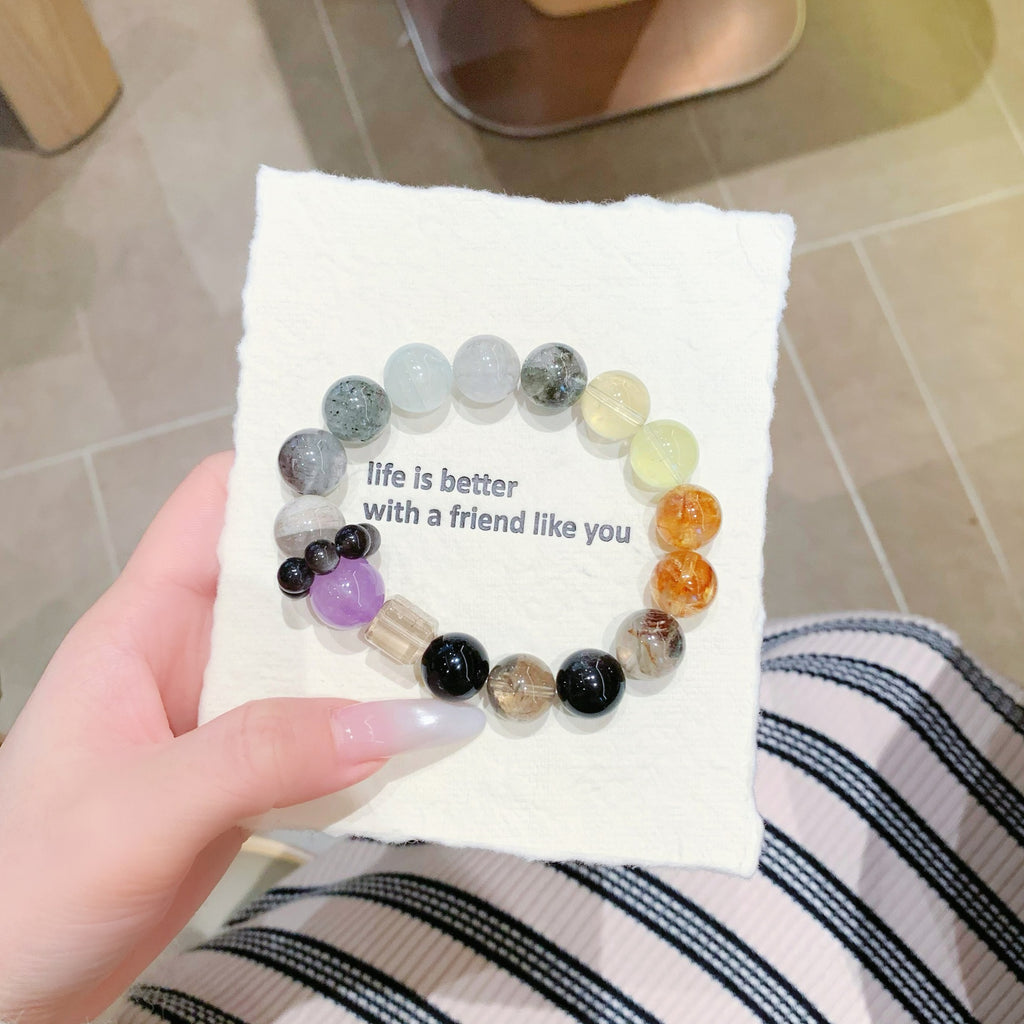 Natural crystal black mica hand jewelry Irregular Stone Zodiac Year Bracelet Original Design Black Mica Crystal Bracelet