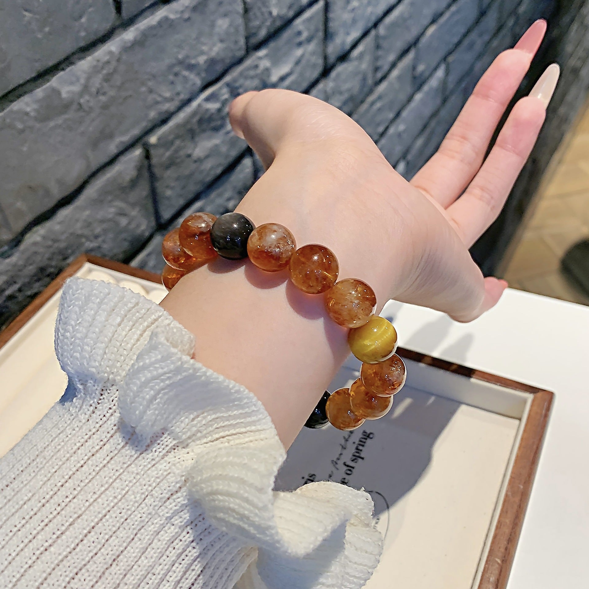 Natural Yellow Pagoda Crystal Bracelet Light Luxury Style Versatile Niche Bracelet Original Bracelet diy Night Market Stall Crystal Beads