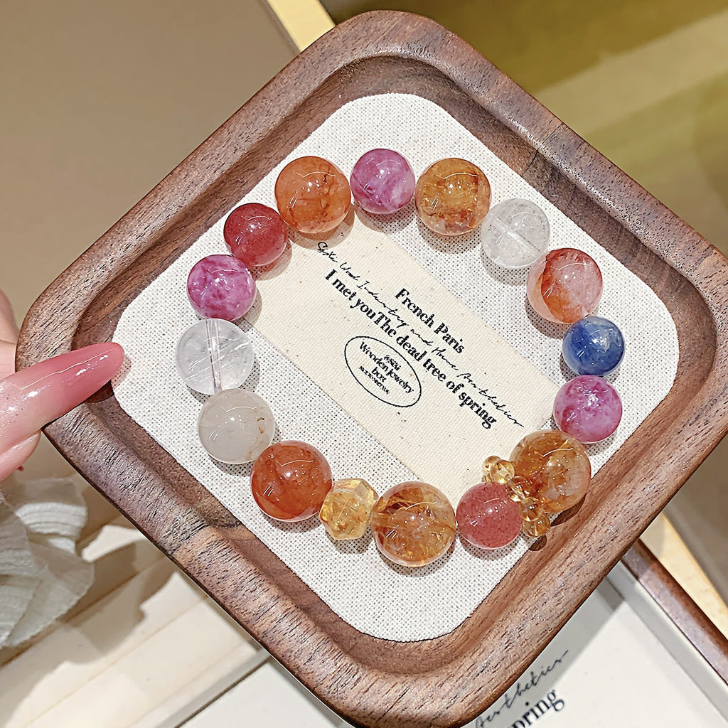 Red Gum Flower Natural Crystal Bracelet Seven Color Series Multi-Gem Crystal Bracelet Hot-Selling Jewelry Crystal Bracelet