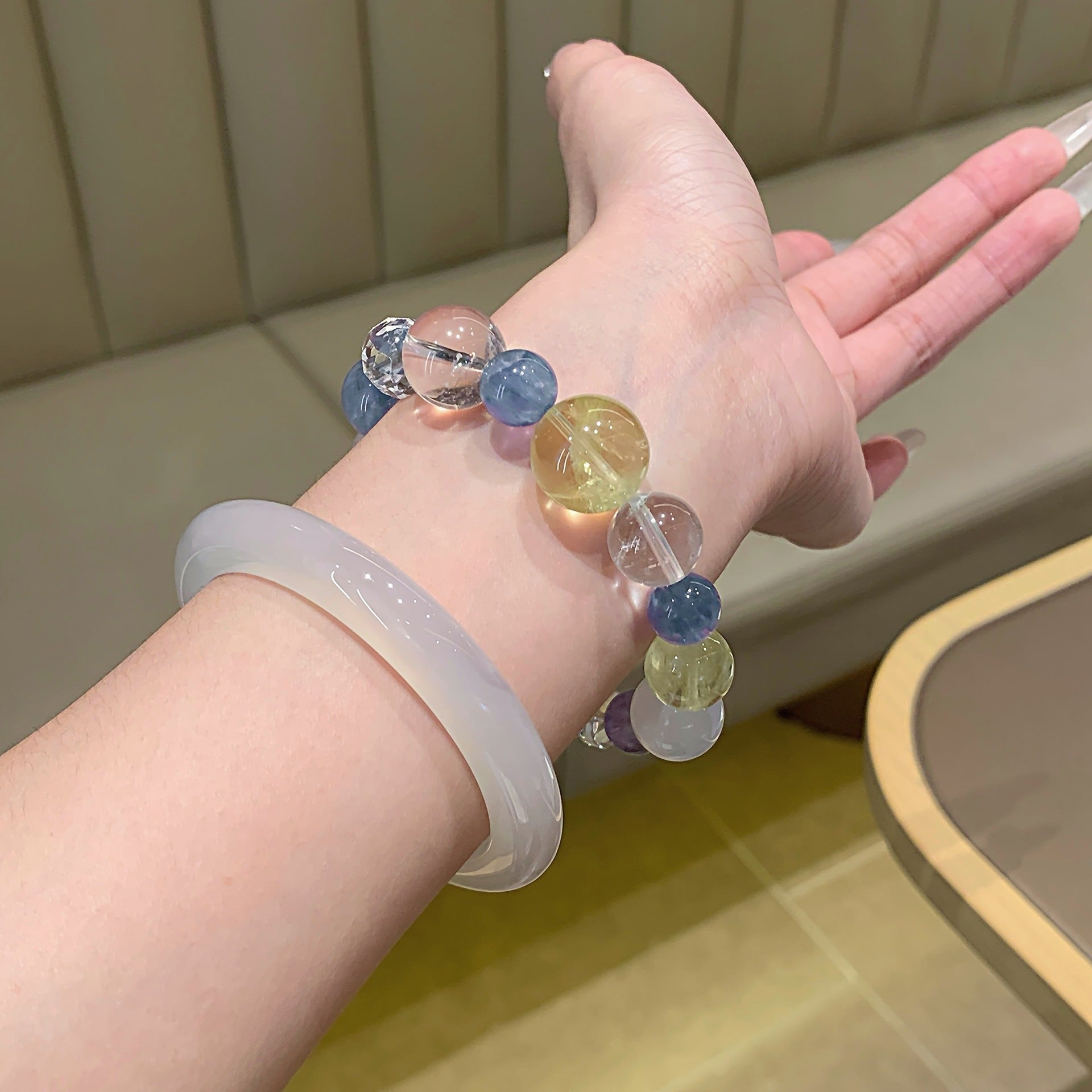 Original Design Natural Crystal White Crystal Chain TikTok Xiaohongshu Hot-Selling Light Luxury Ketang Crystal Bracelet Wholesale