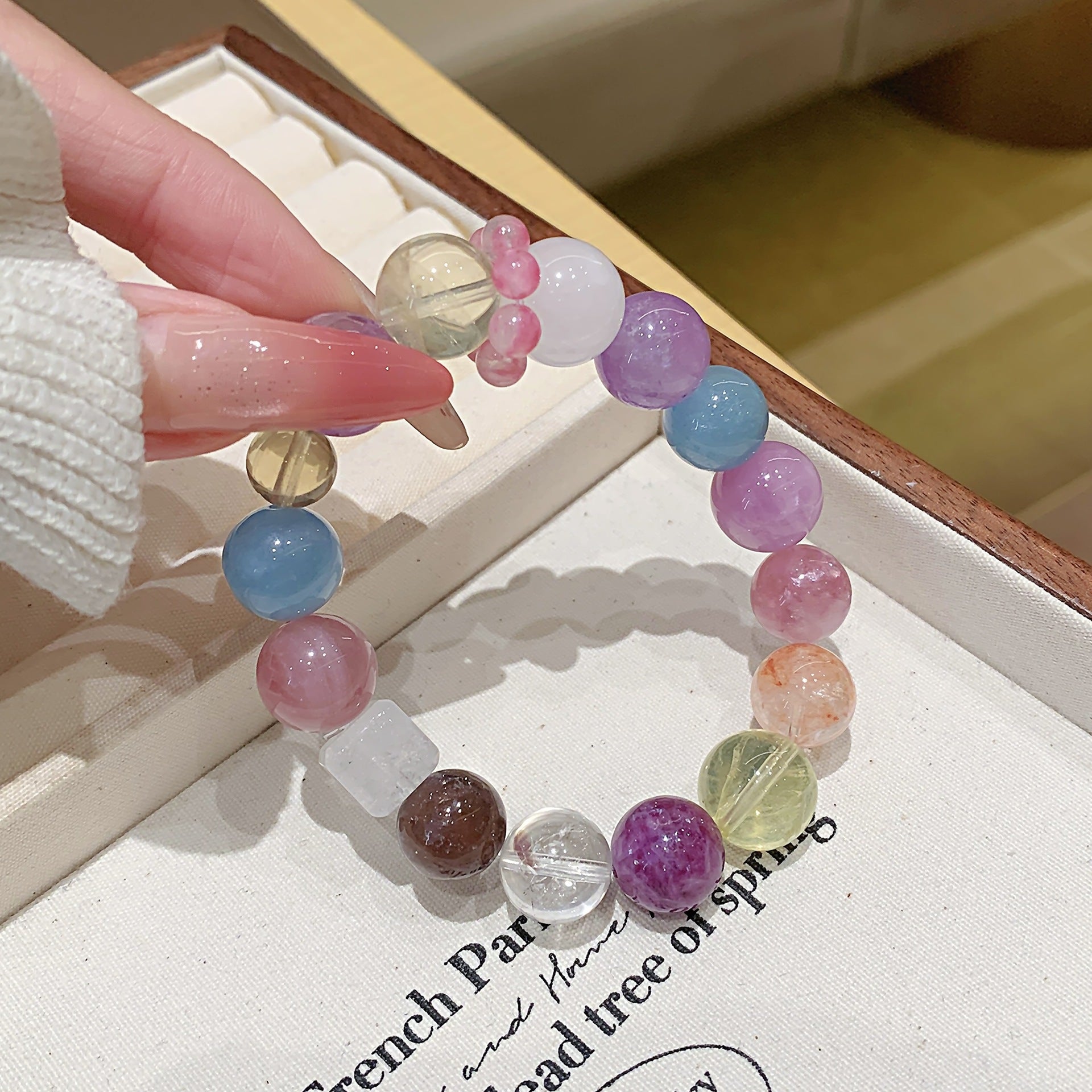 Colorful Candy Natural Multi-Gemstone Bracelet for Women Amethyst Bracelet Lucky Fortune Hand Jewelry Original Design Bracelet