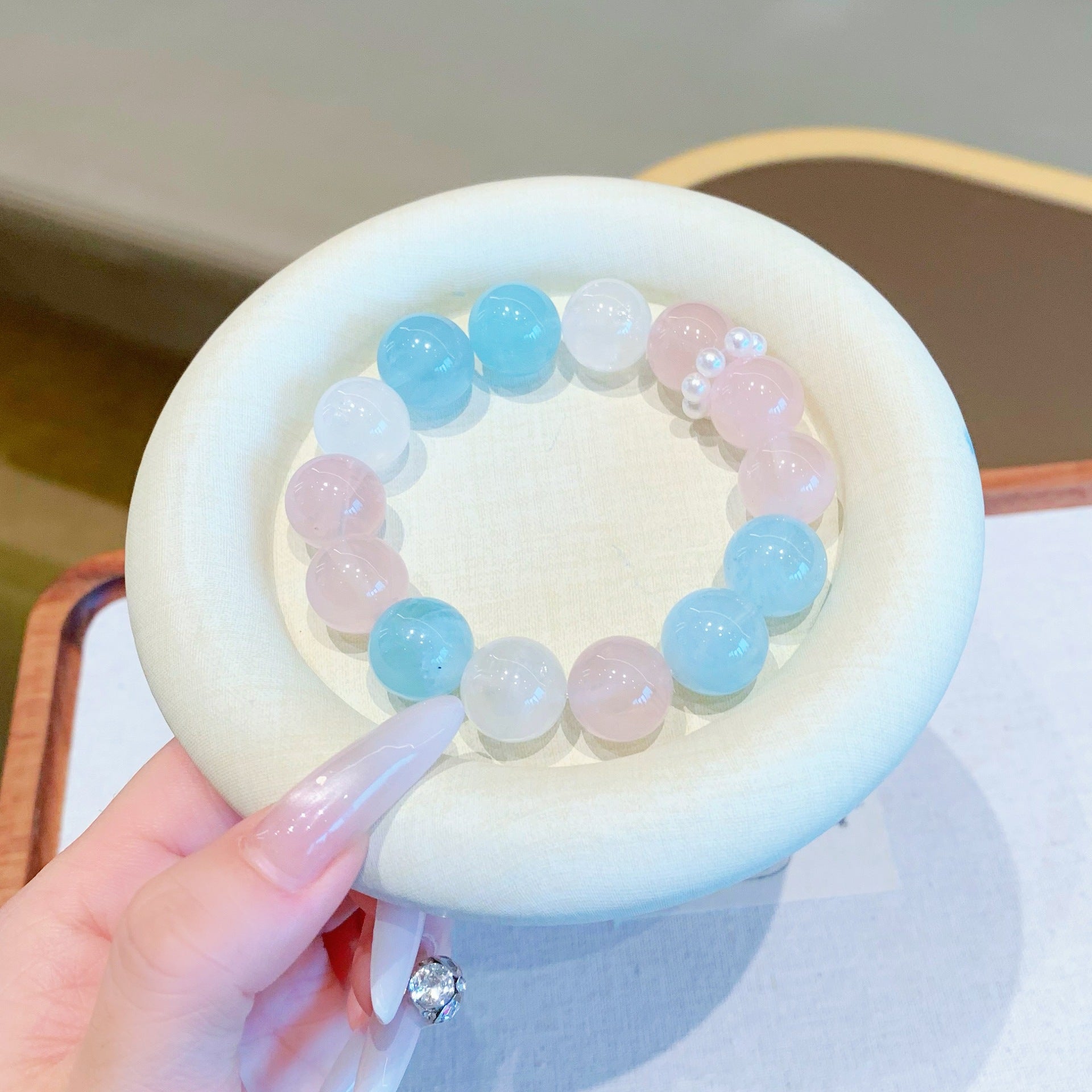 Natural Crystal Multi-Gem Bracelet Aquamarine Pink Crystal White Ghost Original Design Bracelet Manufacturer Wholesale Bracelets