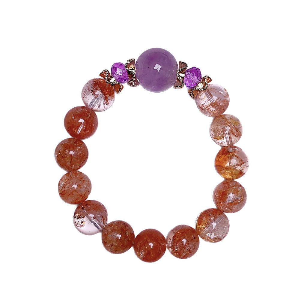 Red Gum Flower Crystal Beaded Bracelet Hand Jewelry Light Luxury Niche Exquisite Wealth-Attracting Bracelet Elegant Internet Celebrity Crystal Bracelet