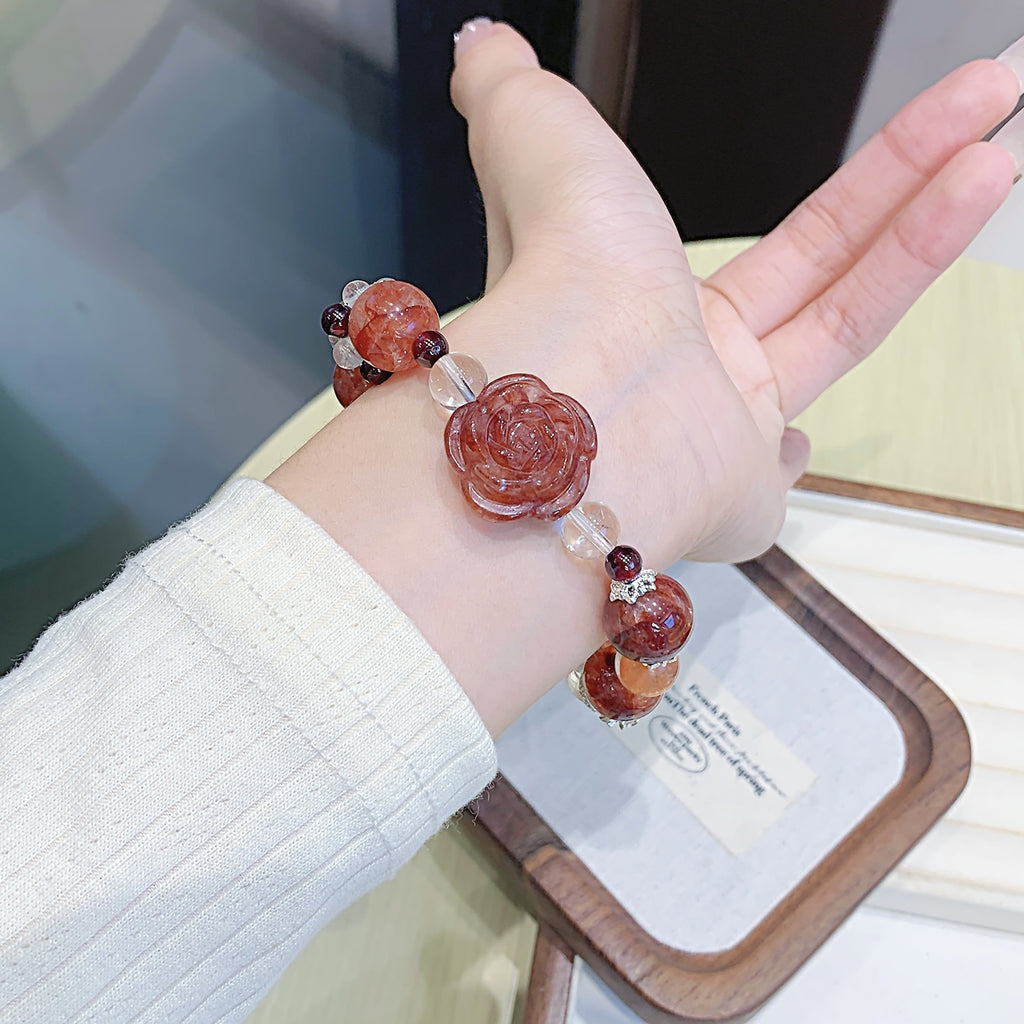 Original Design Red Gum Flower Bracelet Natural Crystal Bracelet diy Hot-Selling Bracelet High-end Bracelet for Women