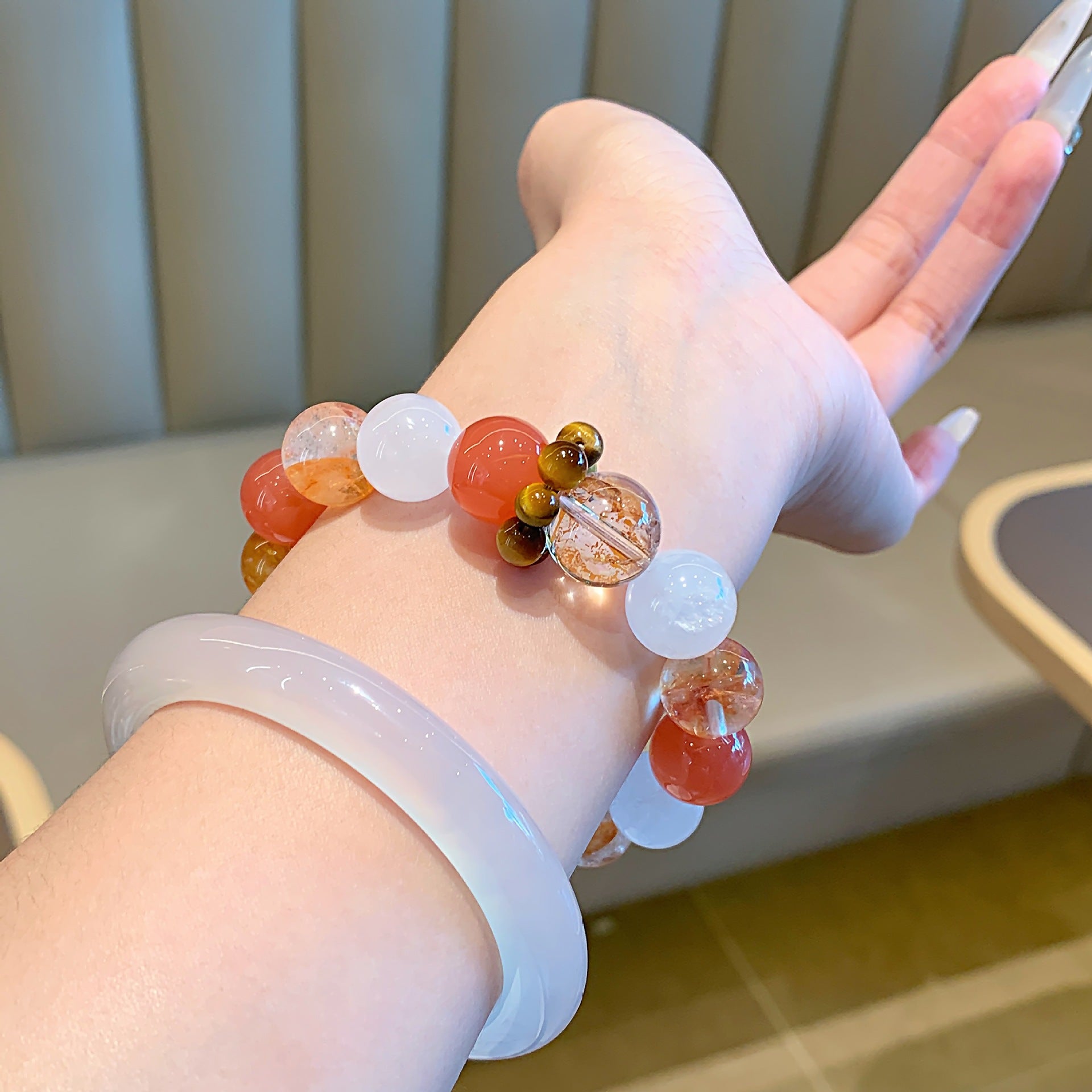 Natural Treasures diy Bracelet Paired with a variety of natural crystals Fashion Niche Hand Jewelry Chain Yellow Gum Flower Bracelet