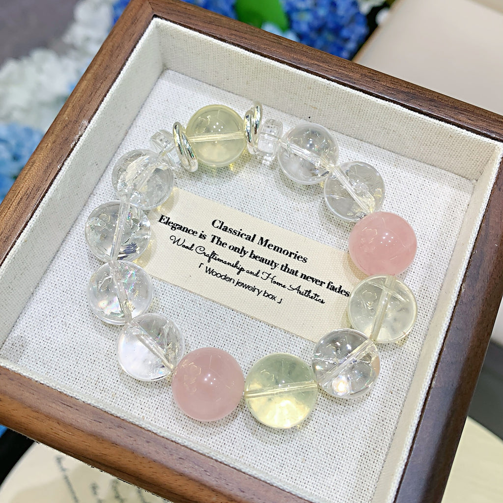 Natural Crystal Multi-Gem Bracelet Fortune-Attracting Beads with Unique Design Sense Light Luxury Hand Jewelry Gift Lemon Crystal Bracelet