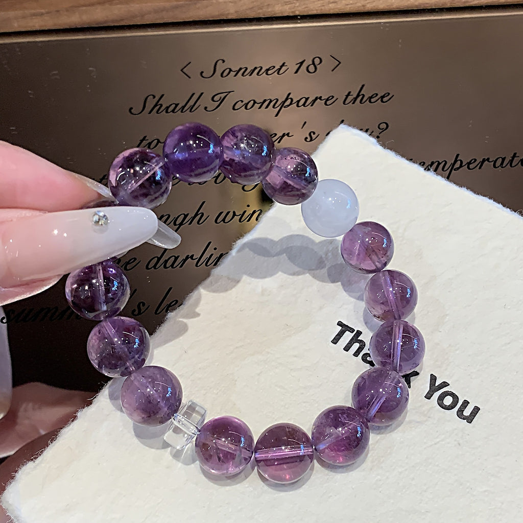 Amethyst Natural New Bracelet Women's Purple Grape Ice Transparent Bracelet for Students and Best Friends by Yuexian Crystal Bracelet