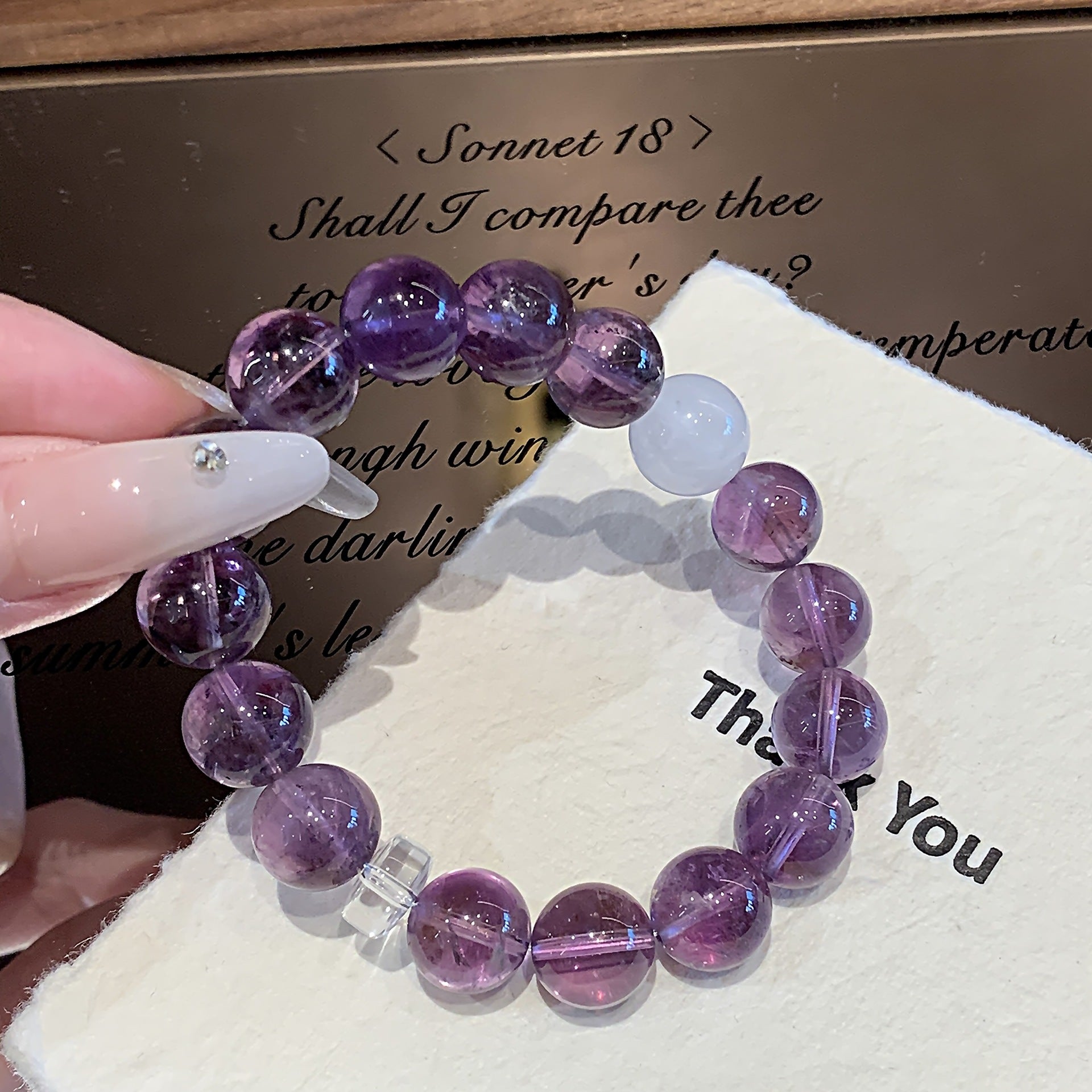 Amethyst Natural New Bracelet Women's Purple Grape Ice Transparent Bracelet for Students and Best Friends by Yuexian Crystal Bracelet