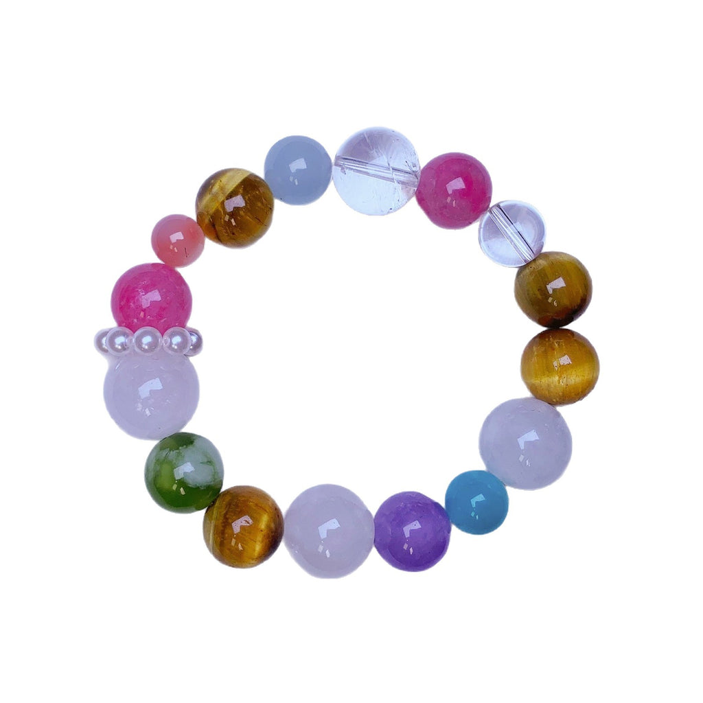 Rainbow Multi-Gemstone Crystal Bracelet Yellow Tiger Eye Natural Raw Stone Dopamine Bracelet for Women Original Design Crystal Bracelet