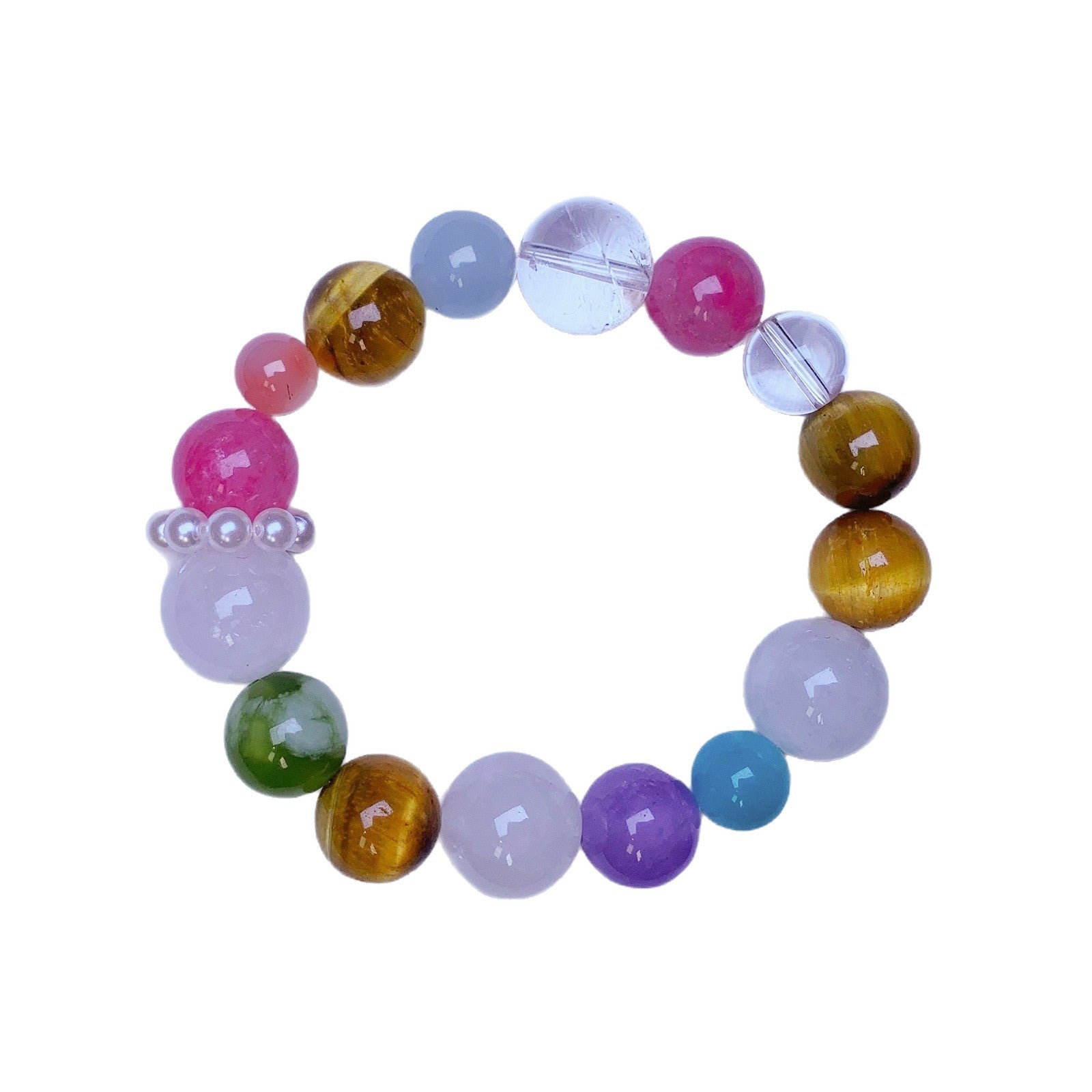 Rainbow Multi-Gemstone Crystal Bracelet Yellow Tiger Eye Natural Raw Stone Dopamine Bracelet for Women Original Design Crystal Bracelet