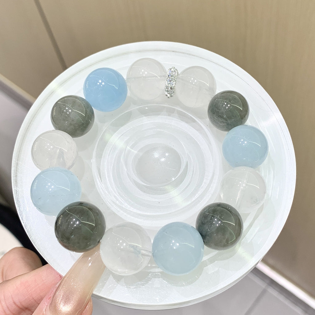 Sweet and Fresh Beaded Bracelet diy Handmade Beaded Niche Crystal Bracelet Natural Aquamarine Crystal Bracelet