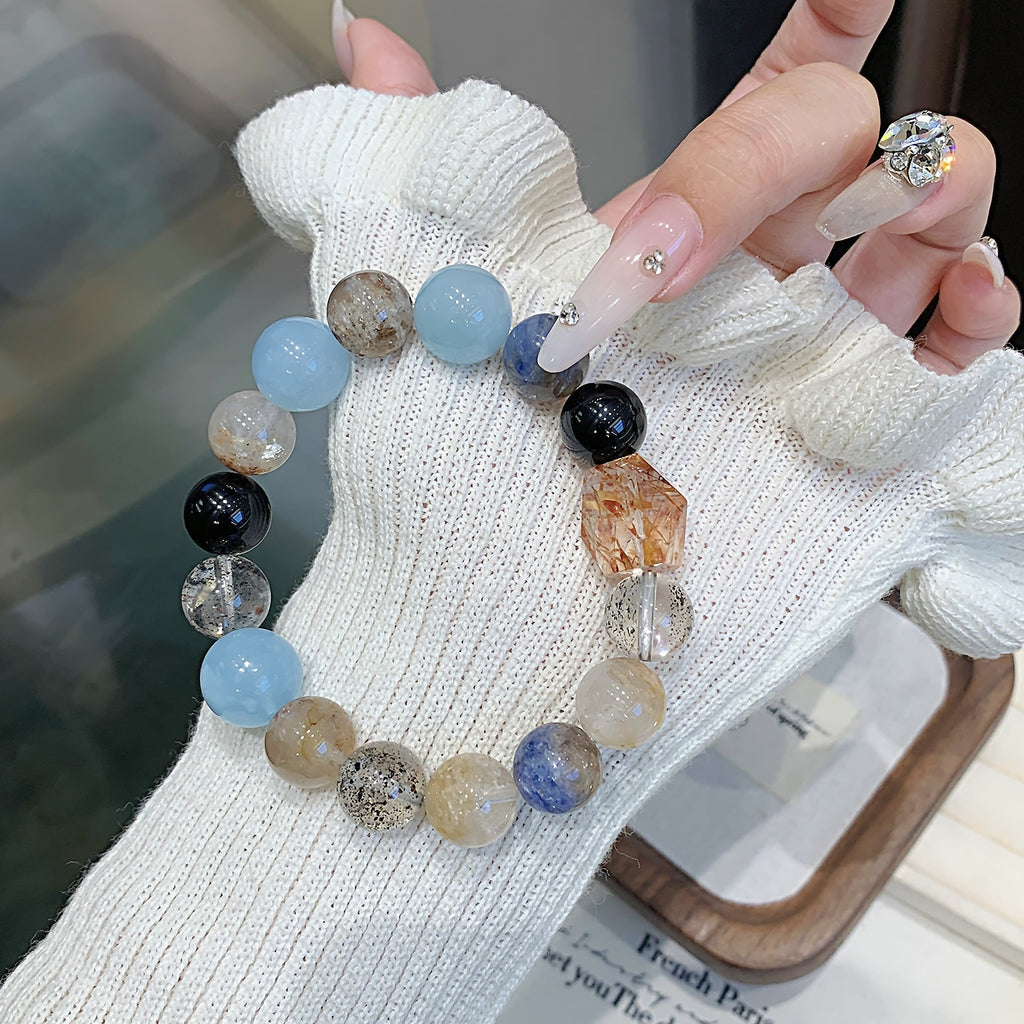 Natural Crystal Bracelet Aquamarine Series Multi-Gemstone Crystal Strand Hot-Selling Accessories diy Aquamarine Crystal Bracelet