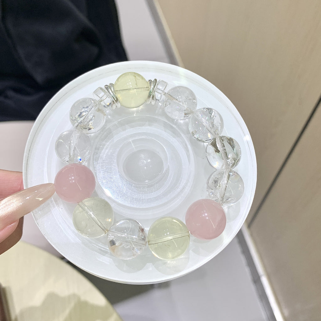 Natural Crystal Multi-Gem Bracelet Fortune-Attracting Beads with Unique Design Sense Light Luxury Hand Jewelry Gift Lemon Crystal Bracelet