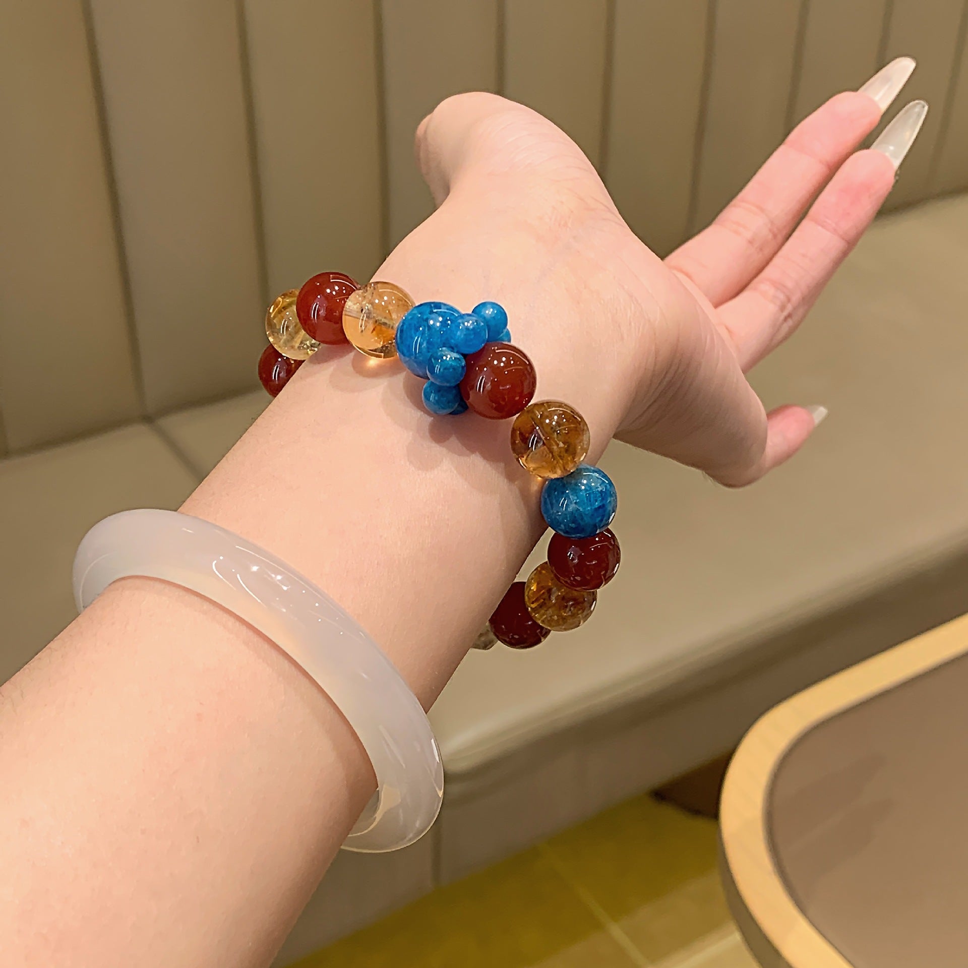 Red Agate Natural Crystal Bracelet Seven Color Series High-end Jewelry Multi-Treasure Crystal Chain Crystal Bracelet