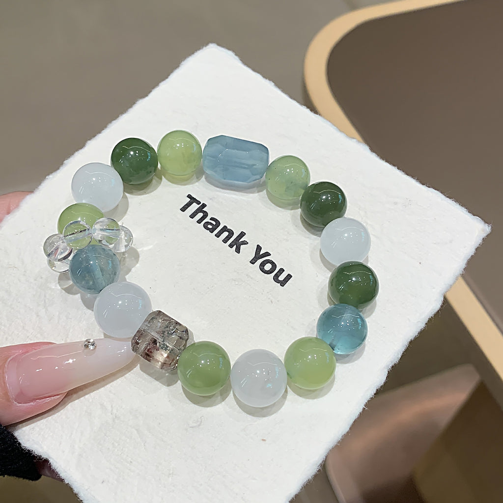 Natural Crystal Bead Bracelet Original Design White Phantom Crystal Matching Xiuyu Natural Crystal Bracelet