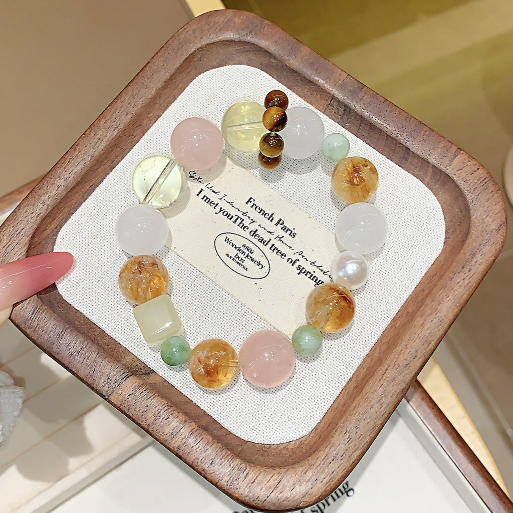 Natural Multi-Gemstone Crystal Bracelet Natural Crystal Bracelet Jewelry White Ghost Bracelet Fashion Original Design