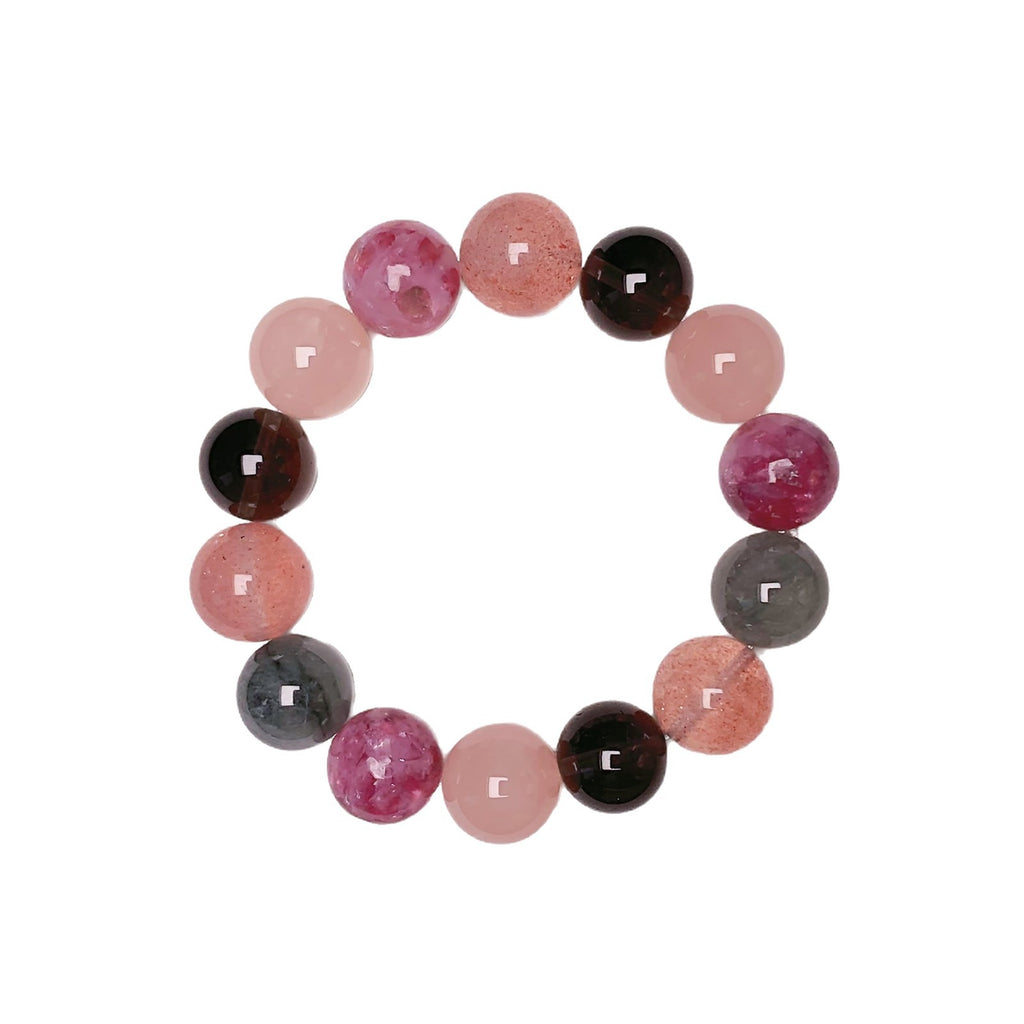 Gentle Pink Series DaZuobao Natural Pink Crystal Bracelet Large Strawberry Crystal Tea Obsidian Women's Jewelry String
