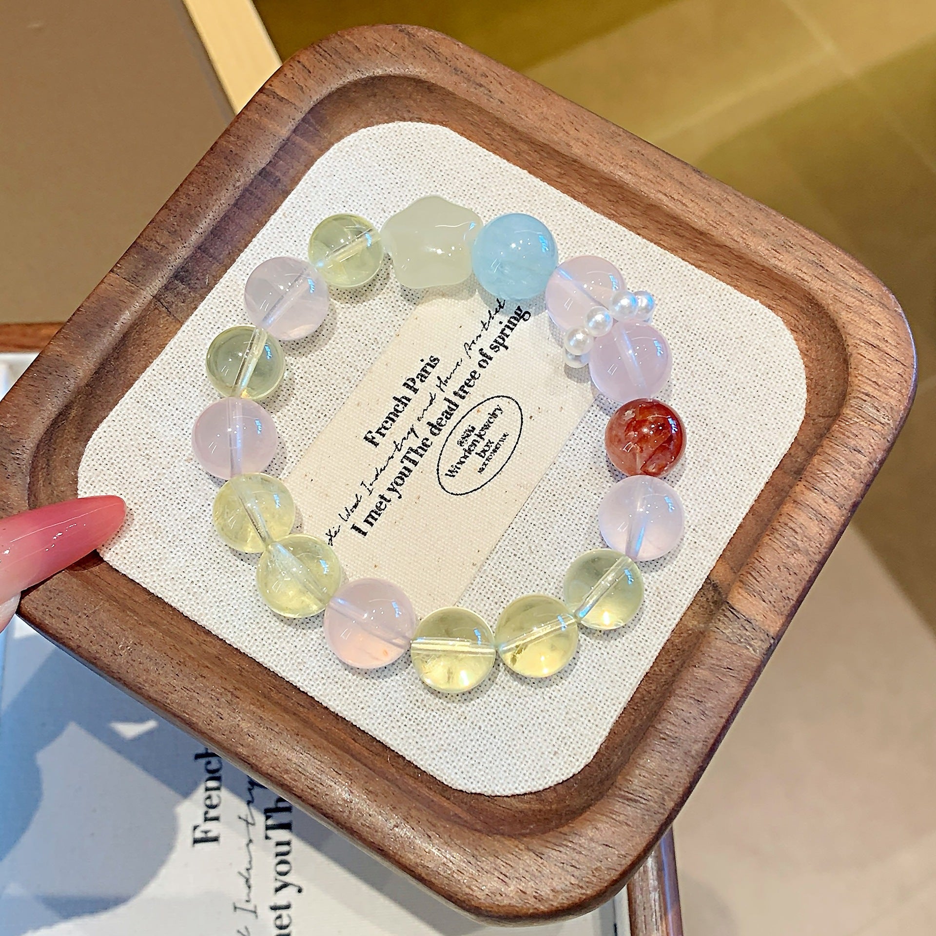 Natural Multi-Gemstone Crystal Bracelet Rose Quartz Crystal Bracelet diy Original Niche Design Pink Crystal Bracelet Crystal