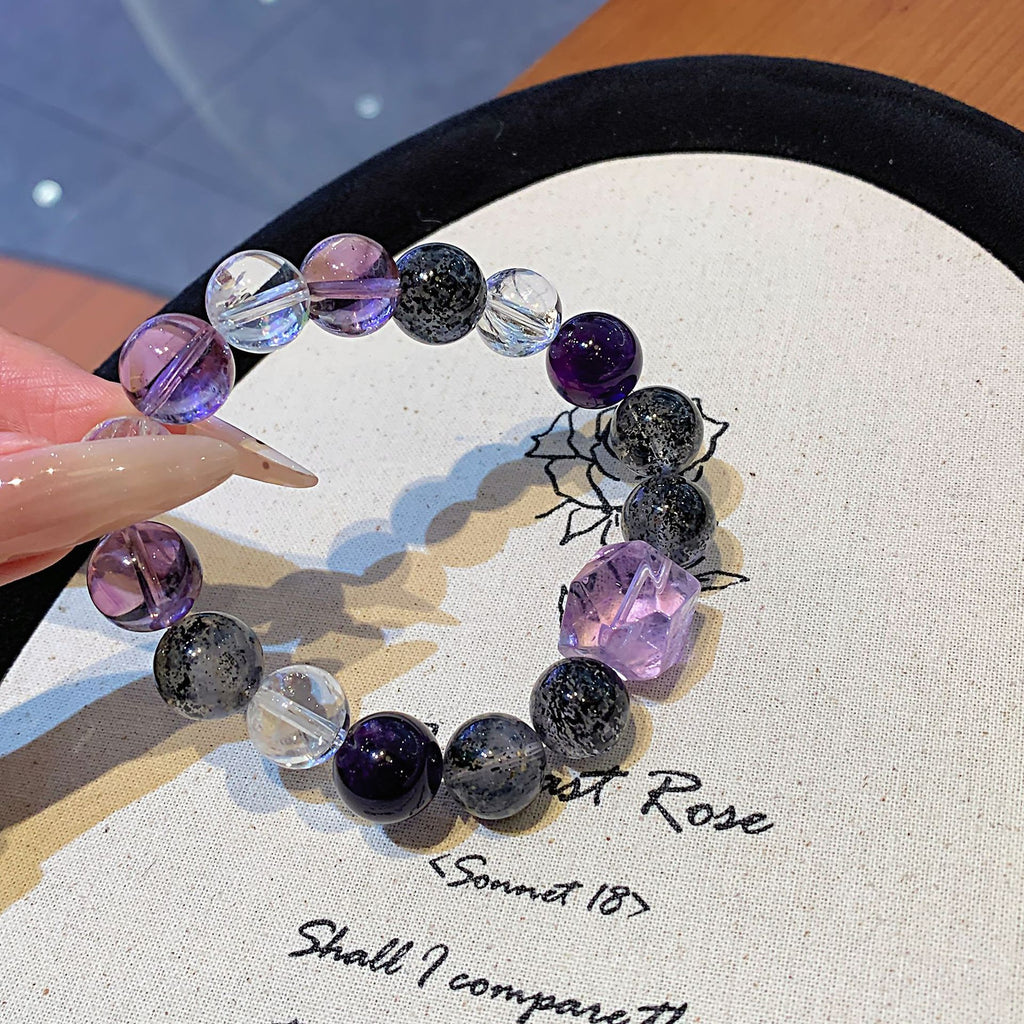 Wholesale Design Nine Purple Fire Amethyst Bracelet Energy Crystal for Passing the Graduate Exam Xiaohongshu Wholesale Bracelets
