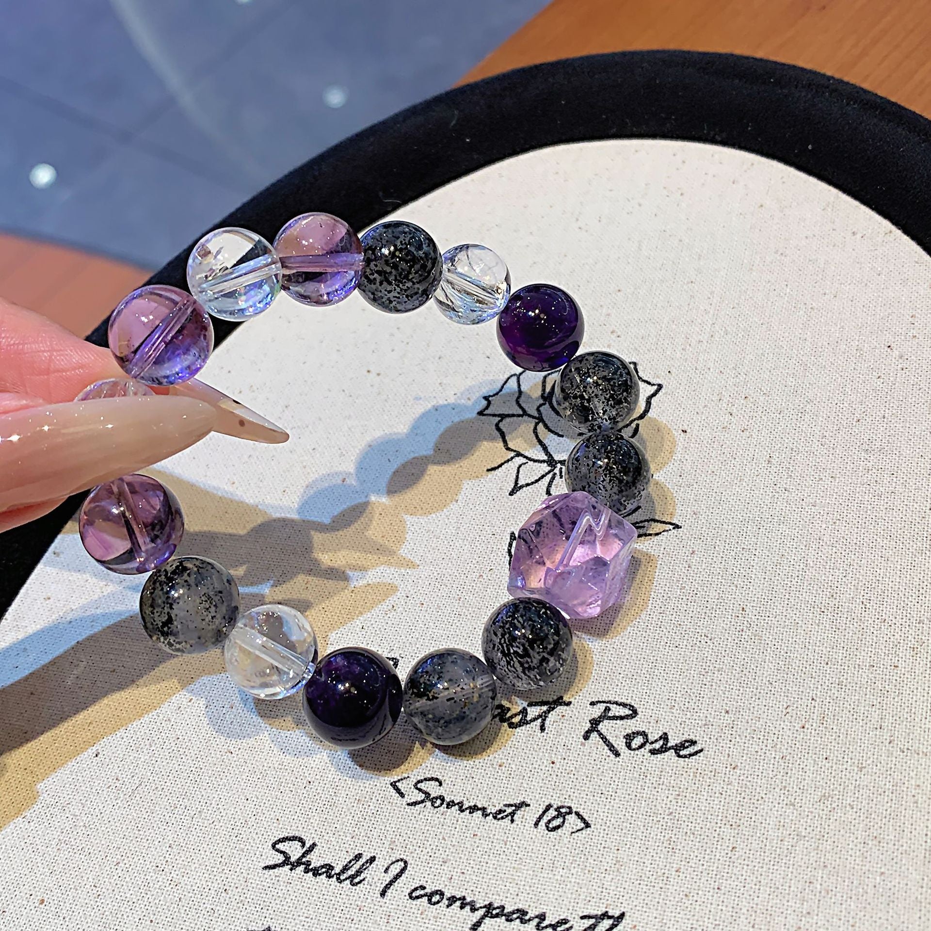 Wholesale Design Nine Purple Fire Amethyst Bracelet Energy Crystal for Passing the Graduate Exam Xiaohongshu Wholesale Bracelets