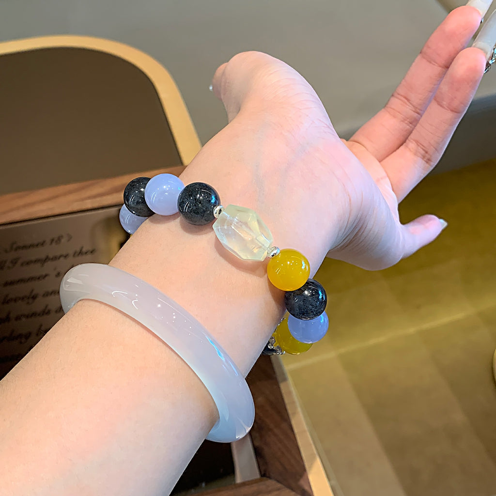 Natural Blue Agate Crystal Bracelet Fashion Design Bracelet Hand Chain TikTok Xiaohongshu Live Supply Bracelet