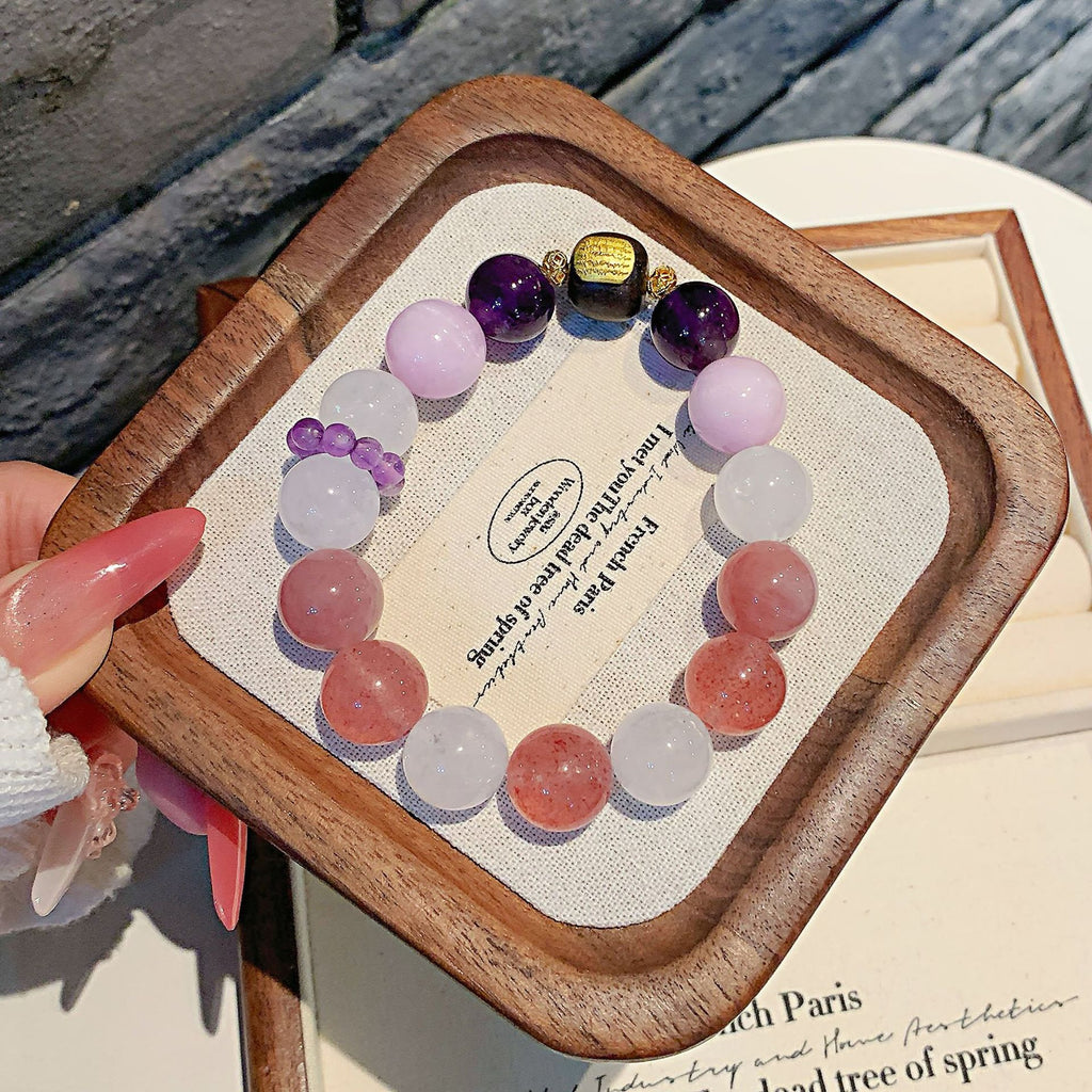 Natural Strawberry Crystal Bracelet Fashion Design Bracelet TikTok Live Supply Hot-Selling Bracelet Wholesale