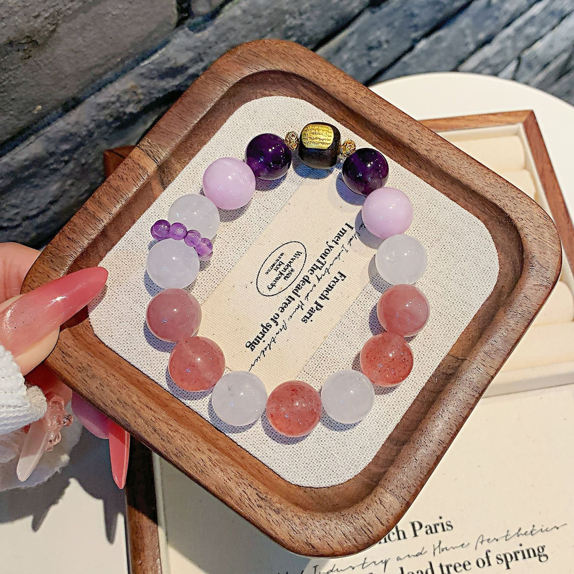 Natural Strawberry Crystal Bracelet Fashion Design Bracelet TikTok Live Supply Hot-Selling Bracelet Wholesale