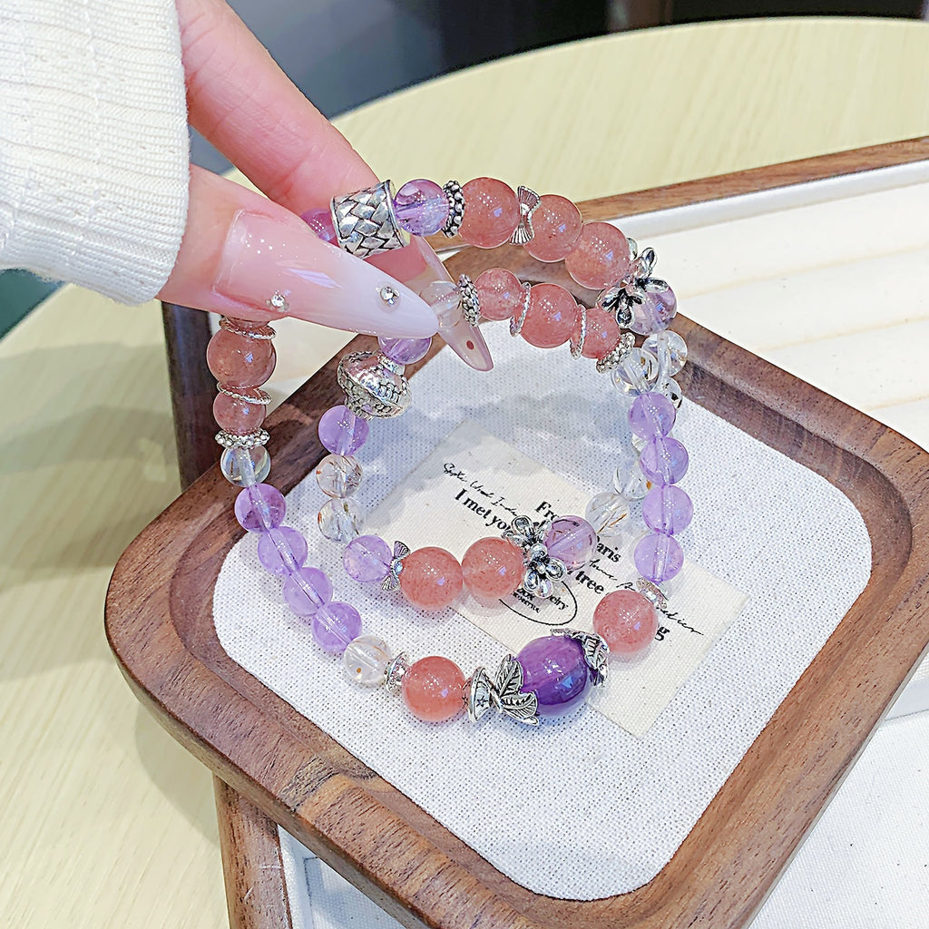 Manufacturer wholesale natural strawberry crystal jewelry DIY Jewelry Accessories Single Circle Bracelet Original Design