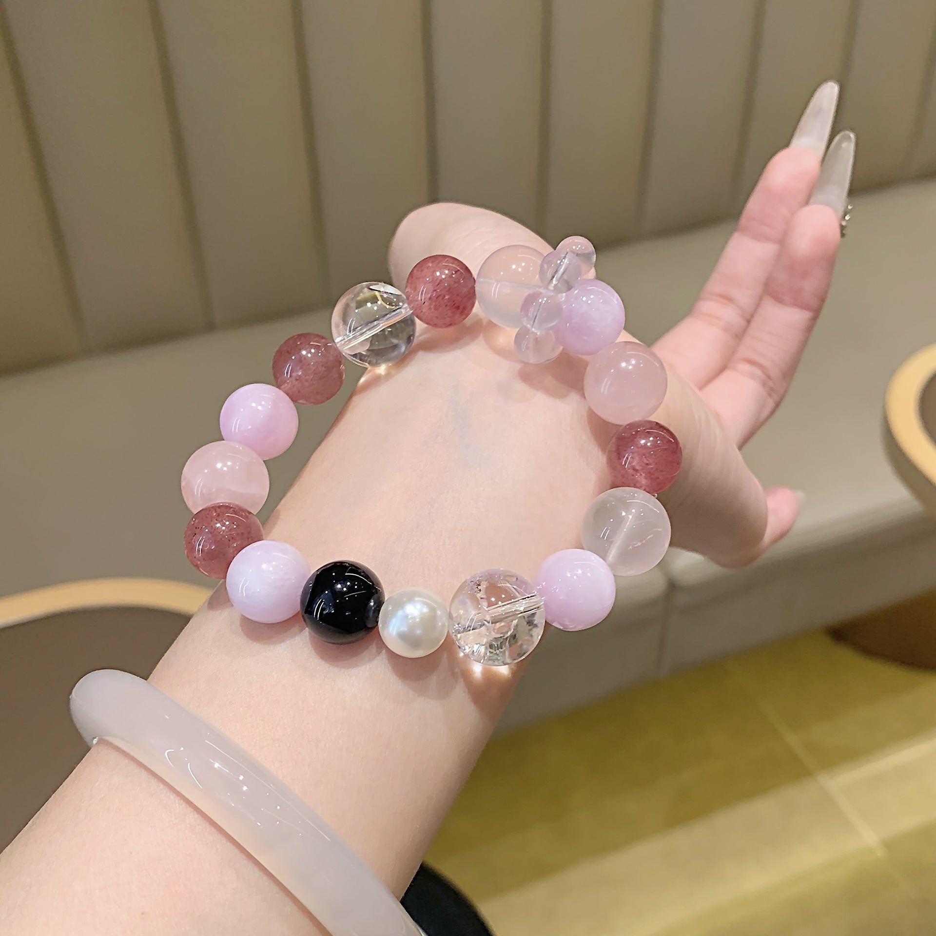 Fresh Style Multi-Color Bead Bracelet Niche Simple Design Fashion Versatile Bracelet Natural Rose Quartz Bracelet Wholesale
