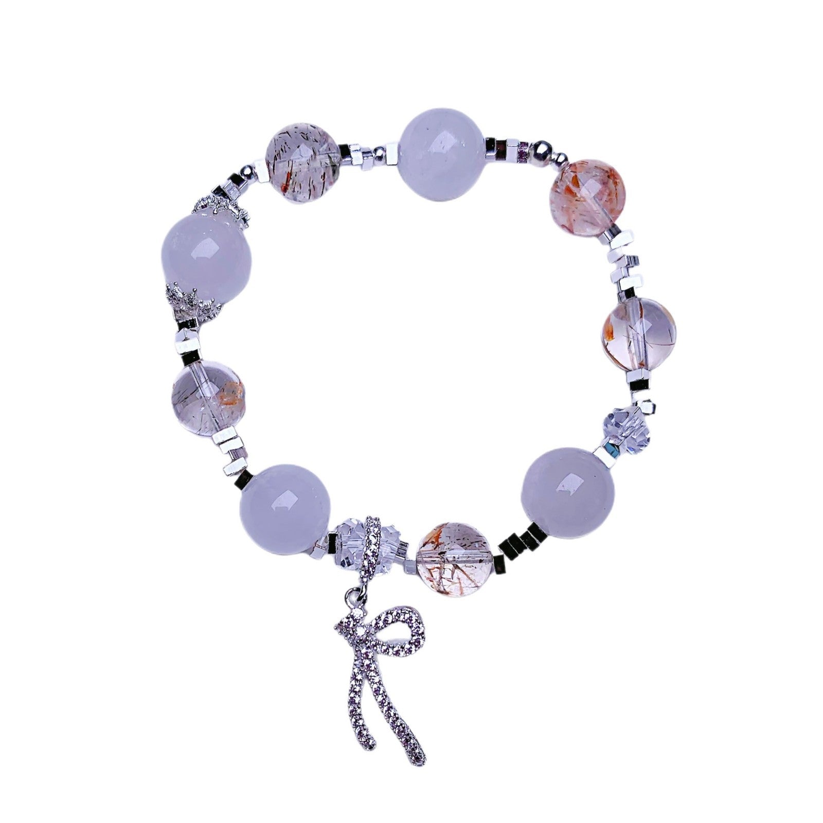 Natural Thousand Layer White Phantom Bracelet White Ghost Bracelet Round Beads DIY Fashionable and Simple Jewelry Wholesale Crystal Beads